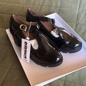Black Patent Mary Jane Platform Shoes by DADAWEN